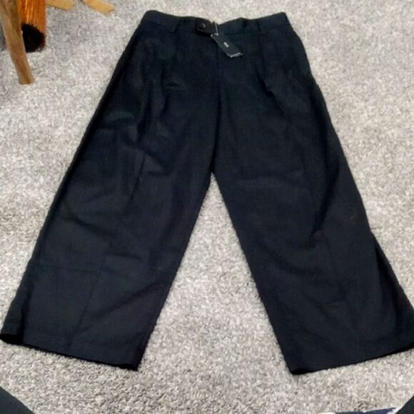 Banana Republic Wide Leg Linen Blend Trouser style 851121 size 8 NWT in black - Picture 3 of 4